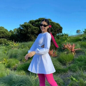 White Cotton Open Back dress S